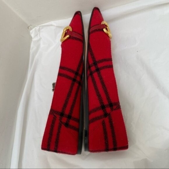GUCCI Horsebit Check-Wool Point-Toe Ballet Flats Women Size 8.5 - Picture 7 of 12